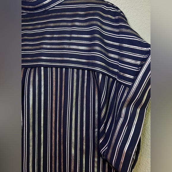 NWT Always Indigo Blue Stripped Button Up Womens Small Created In L.A - Picture 7 of 11